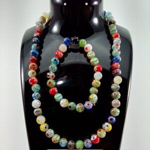 Hand Made Beaded 16'' Necklace & Matching Bracelet From The Philippines